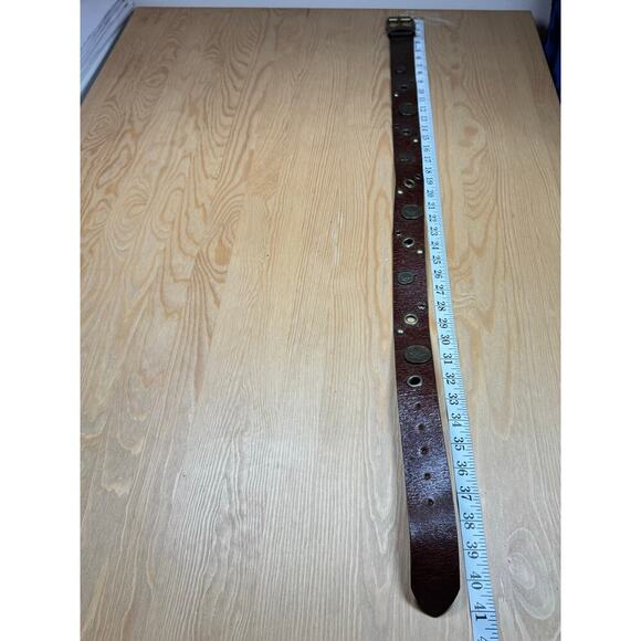 Women’s VTG Belt Sangriorgio Brown Brass Medallions Made in Italy Luxury M - Picture 8 of 8